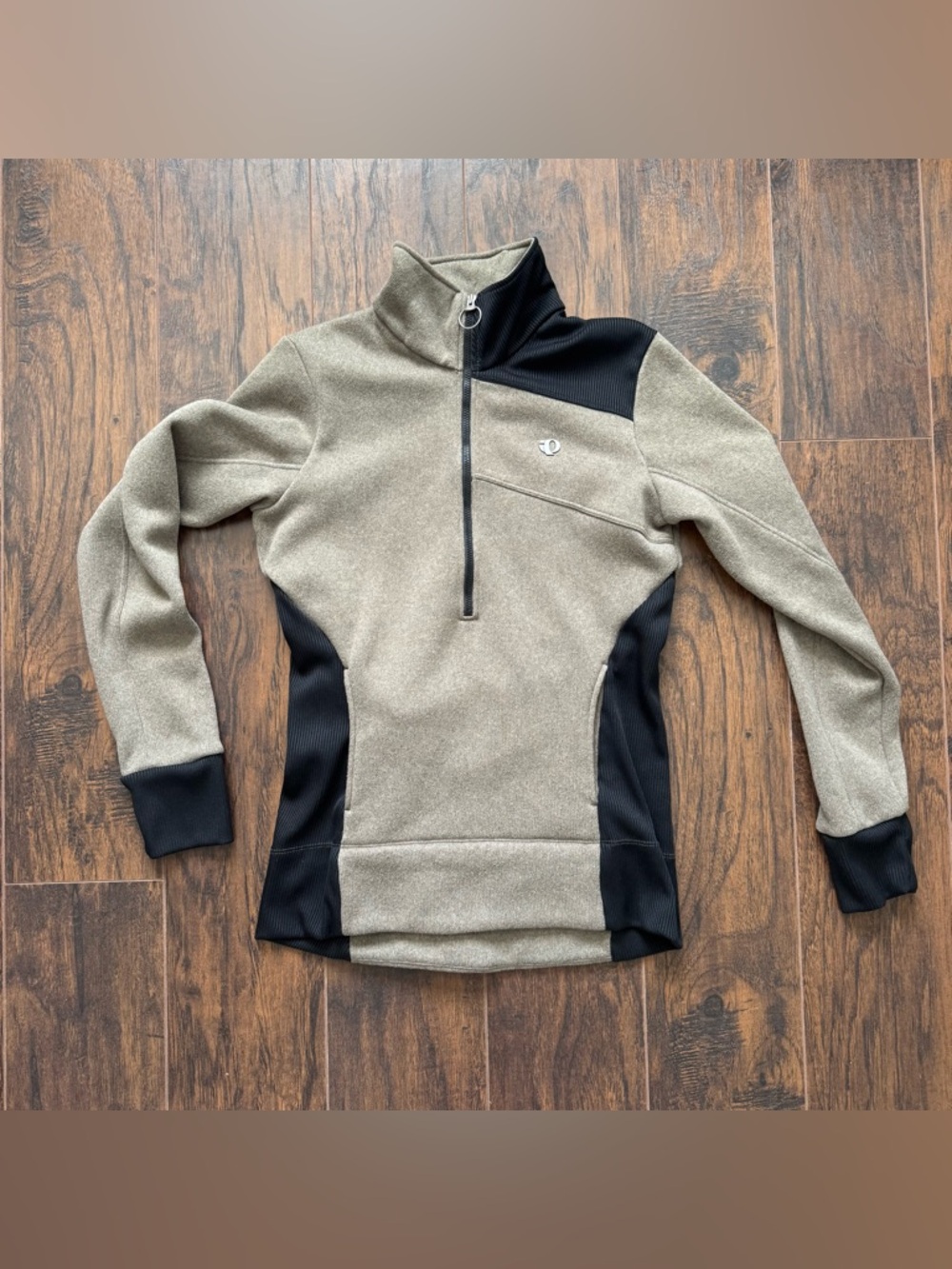 Pearl Izumi Large Black and Taupe 1/2 Zip Beaky Pullover Jersey Sweater